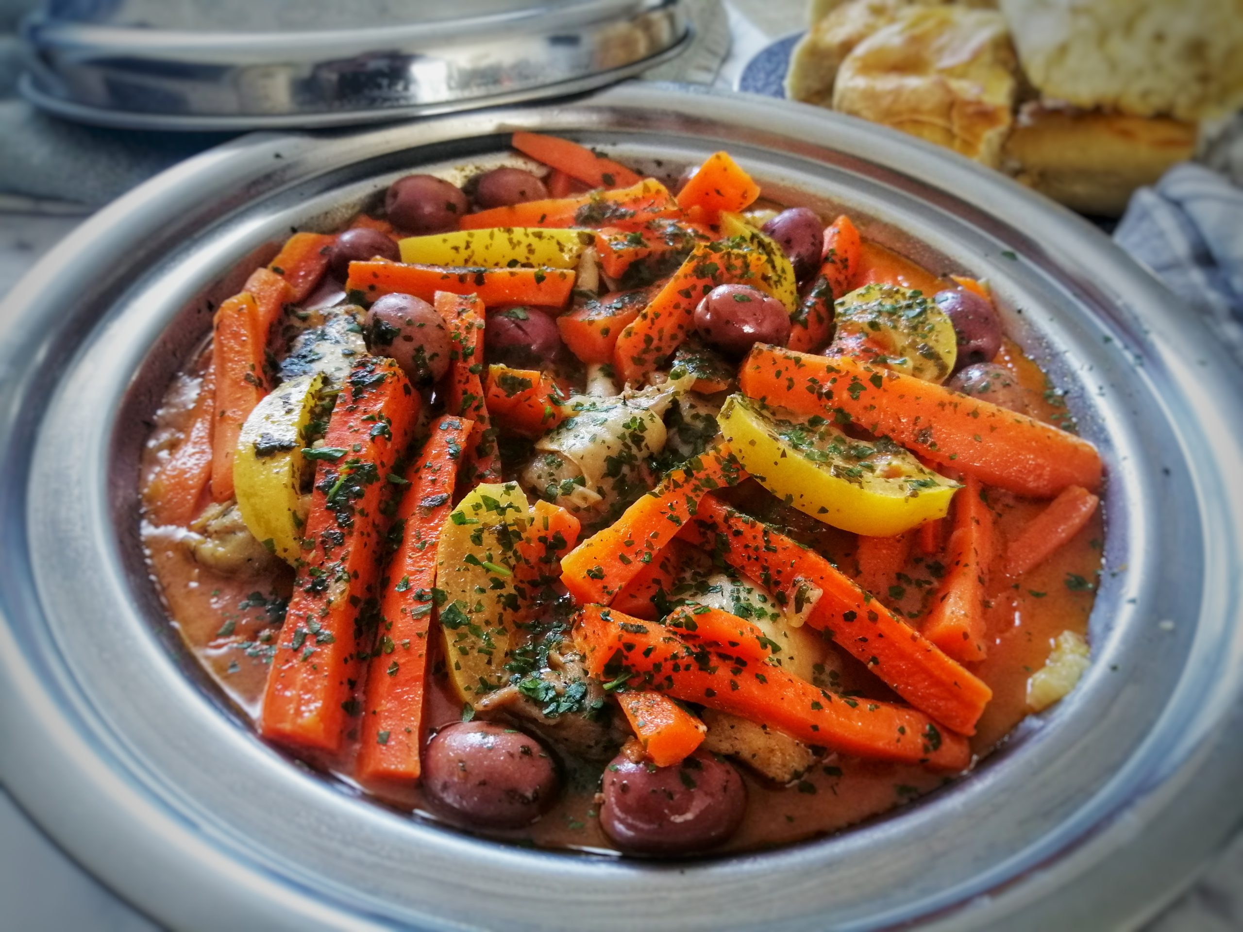tajine poulet aux olives et carottes
